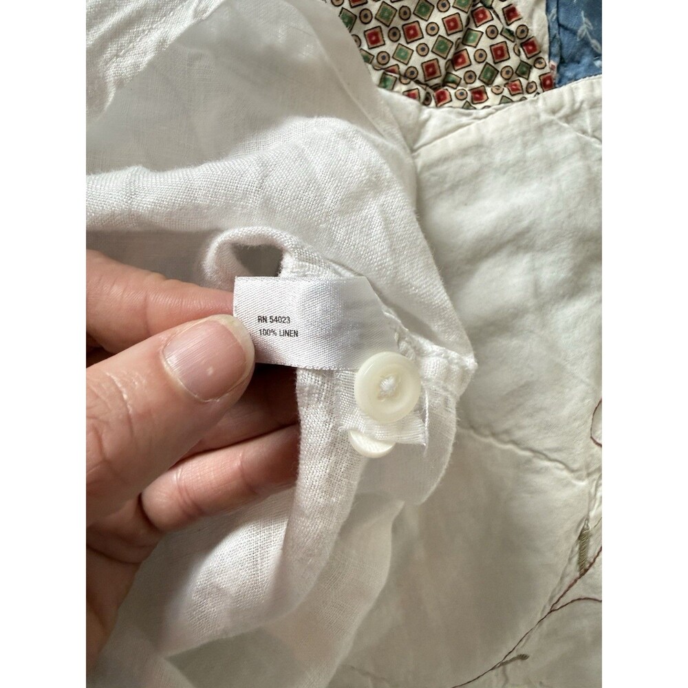 Gap Women’s White Solid Linen Long Sleeve Button-Up Shirt w/ Pockets, M - Picture 7 of 7